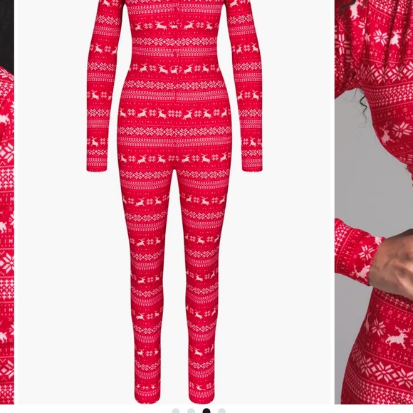 Skims Holiday Collection Logo Plush Pointelle Henley Pajama Jumpsuit - Picture 3 of 6